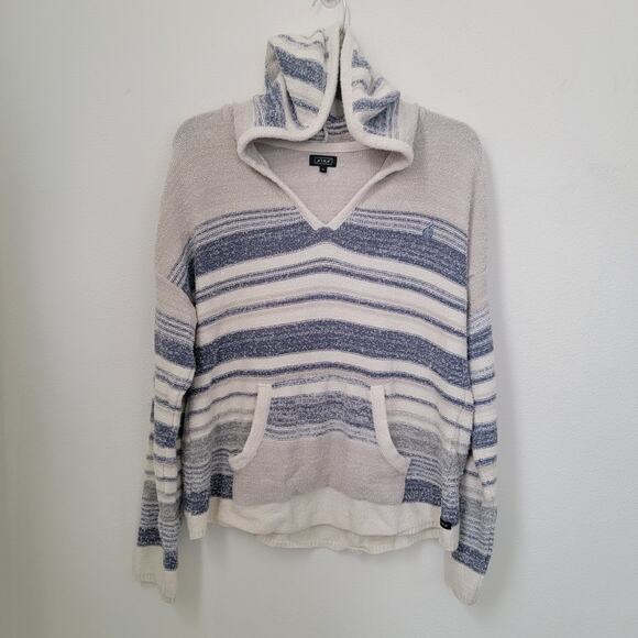 Lira Large Pullover Knit Sweater Hoodie Beachy Coastal Lounge Cotton Fisherman‎ - Picture 1 of 15